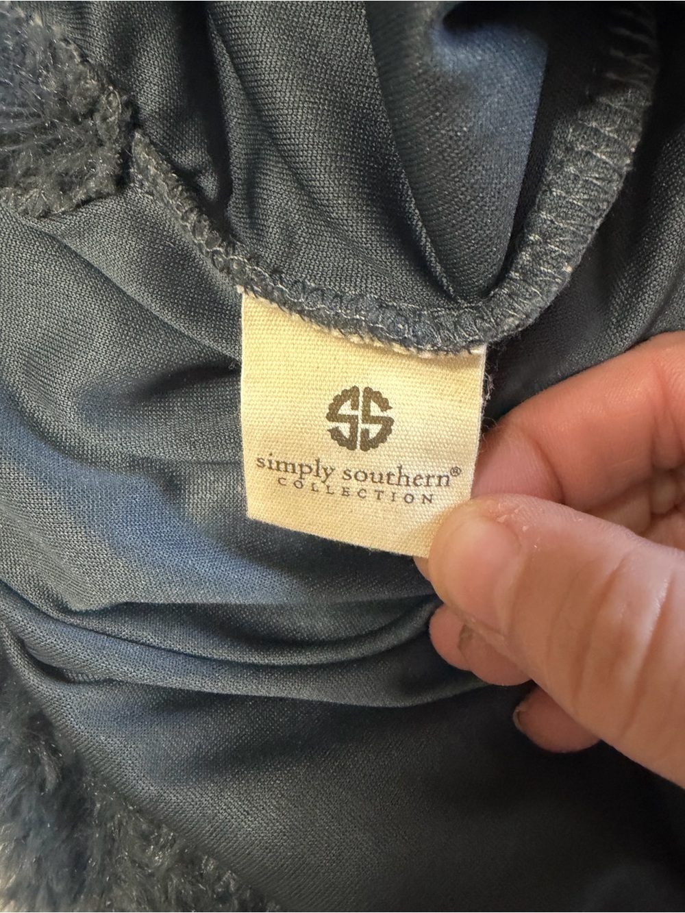 Simply Southern Plush Sherpa Quarter-Zip Jacket - Gray with Cream Lining - Picture 7 of 8